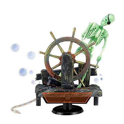 Aquarium Decor Ornament Air-Driven Active Skeleton Pirate Captain for Fish Tank Decoration