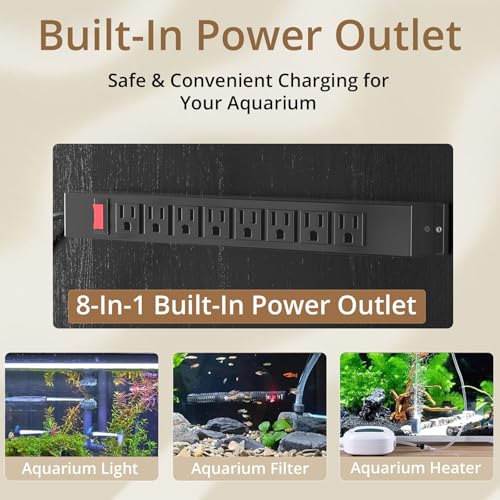 VOWNER 100-150 Gallon Fish Tank Stand with Power Outlet, Heavy Duty Aquarium Stand with Cabinet Storage for Fish Tank, Turtle Tank, Reptile Terrarium, 60" L*23.6" W Tabletop, 2200 LBS Capacity, Black - color: Black