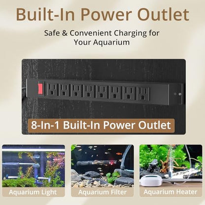 VOWNER 100-150 Gallon Fish Tank Stand with Power Outlet, Heavy Duty Aquarium Stand with Cabinet Storage for Fish Tank, Turtle Tank, Reptile Terrarium, 60" L*23.6" W Tabletop, 2200 LBS Capacity, Black - color: Black