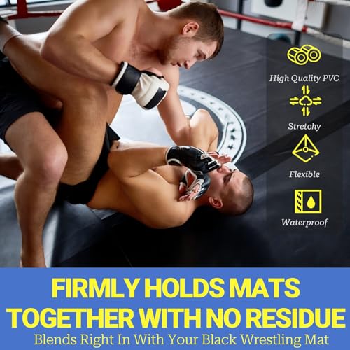Wrestling Mat Tape 2 Rolls - Gym Mat Tape 4''x 66' Heavy Duty, Black, 7 Mil, Seam Tape for Wrestling Grappling Gymnastics Jiu Jitsu MMA (2)