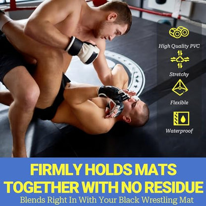 Wrestling Mat Tape 2 Rolls - Gym Mat Tape 4''x 66' Heavy Duty, Black, 7 Mil, Seam Tape for Wrestling Grappling Gymnastics Jiu Jitsu MMA (2)