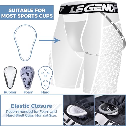 Adult Men Baseball Padded Sliding Shorts with Cup Pocket No Cup - color: Padding White, size: Small