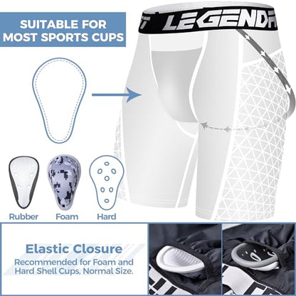 Adult Men Baseball Padded Sliding Shorts with Cup Pocket No Cup - color: Padding Black, size: Large