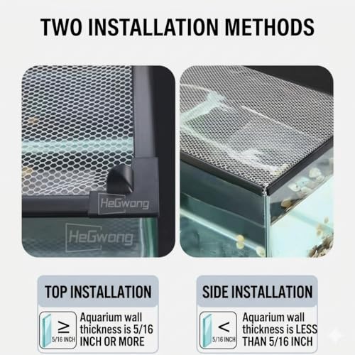 Magnetic Aquarium Screen Cover Fish Tank Anti-Jump Net 50D High-Tenacity Soft Mesh Top and Side Installation Fish-Friendly Barrier with Handle for Easy Feeding (1 9/16" * 7/8") - size: 13 3/4" * 13 3/4"