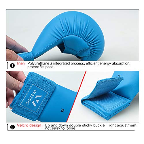 Wesing WKF Sparing Karate Gloves Without Thumb Protection Blue Red - color: Red, size: X-Large