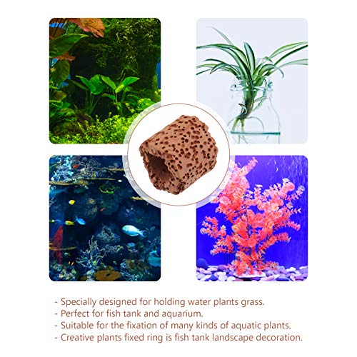 TEHAUX 10 Pack Aquatic Water Plant Fixed Ring for Aquarium Landscape Ceramic Plant Pot Ring Tool Aquarium Decoration Fish Tank Accessories