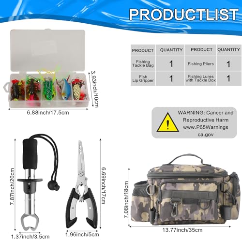 113Pcs Fishing Tool Kit, Fishing Bag, Fishing Pliers Hook Remover, Fish Lip Gripper, Fishing Lures Hook Tackle Box, Handheld Digital Scale, Ice Fly Fishing Gear Accessories Set Fishermen Gift