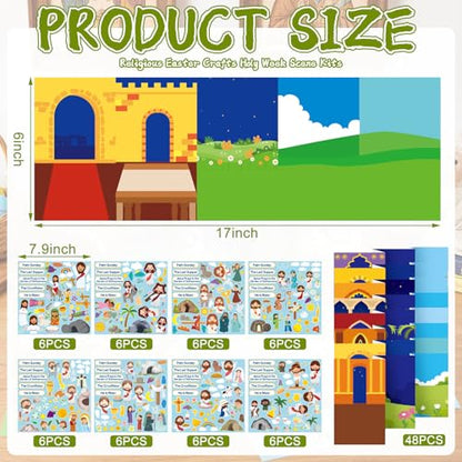 Frienda 48 Set Religious Easter Crafts Holy Week Scene Kits Make Your Own Christian Easter Stickers He is Risen Sticker Palm Sunday Crafts for DIY Classroom Sunday School Church Party Supplies - style: Nativity