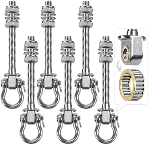 SELEWARE 6 Pcs Stainless Steel Bearing Swing Hangers Heavy Duty Swing Hooks | 5" x M2/5" Swing Bolt for Wood and Steel Beam, Swing Sets Hardware for Hammock, Yoga, Porch Swing, Heavy Bag, 1500LB Capacity - color: 6 Pack Bearing Hangers (5" X M2/5" Threade