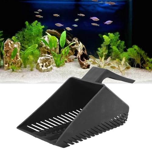 Fish Tankes Sand Shovel, Aquarium Gravel Sand Shovel, Strong Construction Clean Pan Scoop Shovel Plastic Gravel Strainer Shovel Clean Tool Black