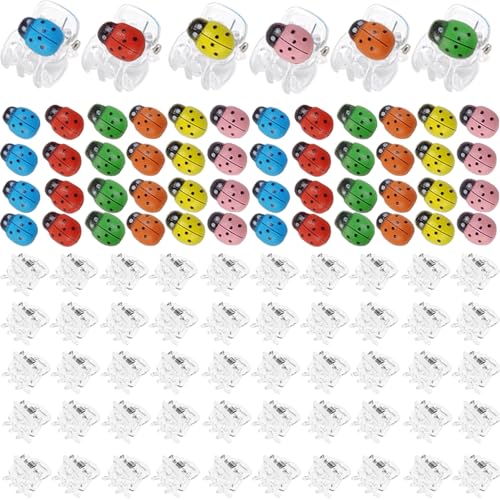 GXXMEI 50PCS Orchid Clips with 50PCS Self-Adhesive Mini Ladybugs Plant Clips Orchid Support Clips Vine Clips Plant Clips for Support Flower Orchid Vine
