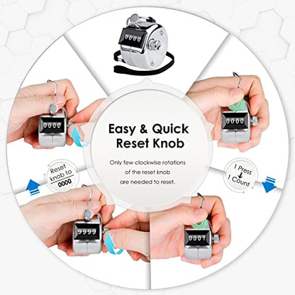 KTRIO Metal Handheld Tally Counter, 4-Digit Mechanical Clicker - style: 3 Pack