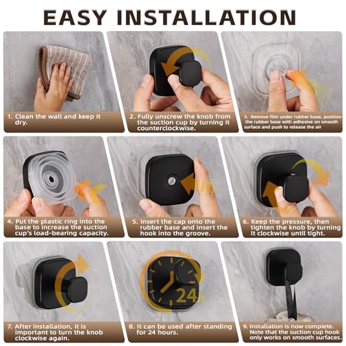 Heavy Duty Reusable Suction Cup Hooks for Kitchen/Bathroom/Shower - Wet-Proof Hooks for Towels, Robes, Loofah&Wreaths/No Drill Mounting on Glass, Tile, Metal (2, Matte Black) - color: Matte Black