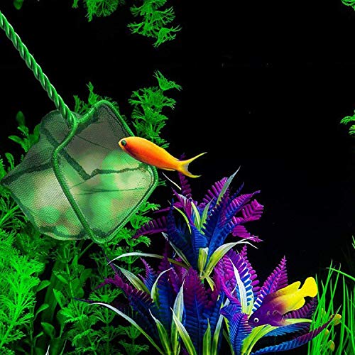 XMHF 3pcs 5" Wide Spiral Handle Metal Frame Fish Tank Nylon Fish Catch Net Aquarium Wire Nylon Mesh Fish Quick Catch Landing Net Green