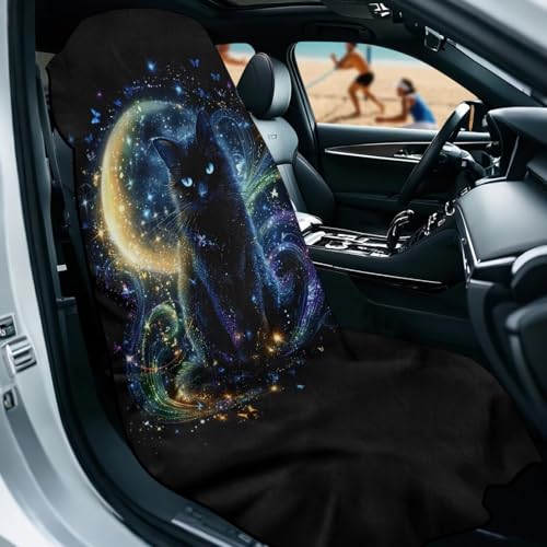 Black Cat Print Towel Car Seat Cover for Front Seats Multi-Purpose Sweat Towel with Storage Bag 60 x 33 Inch Car Seat Hoodie Towels Universal Fit Sedan Truck SUV Van - color: Black - Black Cat
