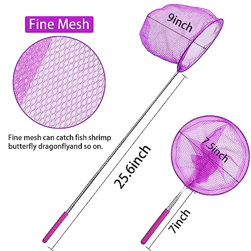 2 Pack Insect Catching Nets, Telescopic Stainless Steel Pole, Fishing Nets,Butterfly Nets, Nature Exploration Toys for Kids Outdoor Playing