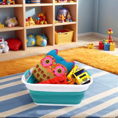 SAMMART 17.5L (4.6 Gallon) Collapsible/Foldable/Pop Up/Portable Washing Tub, Water Capacity 13.5L/3.5 Gallon (1, Bright Blue) - color: Bright Blue