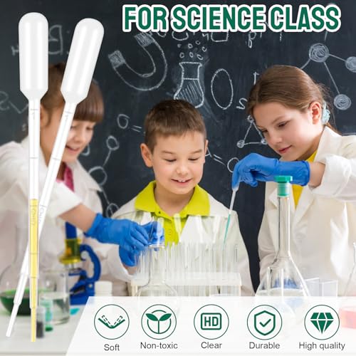 200Pcs 1ML Dropper Pipettes - Disposable Plastic Pipettes for Lab Science, Essential Oil, DIY Art, Medicine - Excellent Suction Without Leakage - size: 1 ML