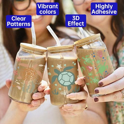 UV DTF Cup Wrap Transfer Stickers, 4 Sheets Turtle Rub On Transfers for Tumblers Water Bottles Glass Cups Mugs Ceramics - style: Turtle
