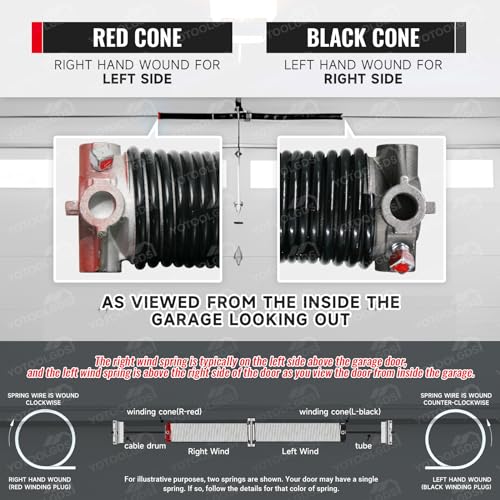 Left Hand Wind（Black Cone）2" Garage Door Torsion Spring with Non-Slip Winding Bars & Gloves, High Precision Electrophoresis Black Coated, for Replacement, MIN 16,000 Cycles (0.234x2''x31'') - size: 0.234X2"X31"-L