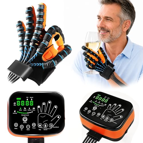 9th Gen Hand Rehabilitation Robot Gloves for Stroke Recovery | Home Physical Therapy for Hand Weakness & Hemiplegia, Finger Exerciser with 4 Modes Training & 5 Independent Air Valves - color: Black - Both Hand Pair (2-Pack)-L