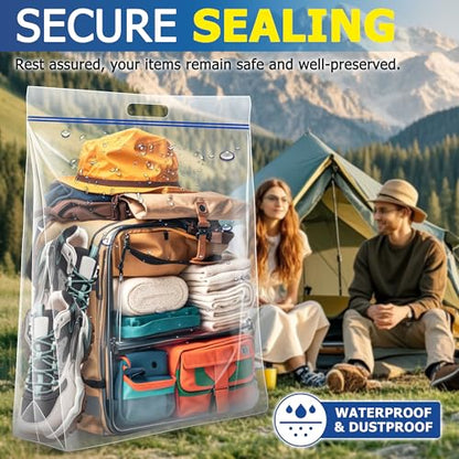 15 Gallon Large Storage Bags, 3.5 Mil Thick Clear Plastic Zipper Bags with Handles, 24" x 24" Large Heavy Duty for Home, Travel, and Moving (10 Packs) - size: 10 Large