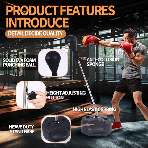 Punching Bag with Stand, Height Adjustable Boxing Speed Bag Adult - size: Pro