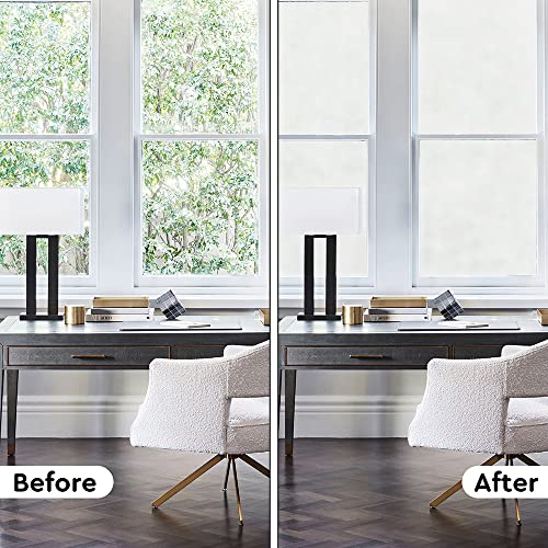 NINETREX Frosted Glass Window Film Window Privacy Film Static Cling Window Vinyl Glass Door Privacy Film Sun Blocking Non Adhesive Heat Control for Bathroom Home Office 17.5 x 78.7 inches
