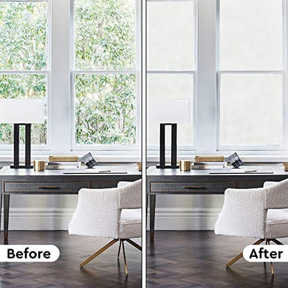 NINETREX Frosted Glass Window Film Window Privacy Film Static Cling Window Vinyl Glass Door Privacy Film Sun Blocking Non Adhesive Heat Control for Bathroom Home Office 17.5 x 78.7 inches