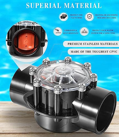 Replacement for Jandy 7305 Check Valve 180 Degree 2 Inch to 2.5 Inch Check Valve Compatible with Straight Through Flow Fit for Pools and Spas