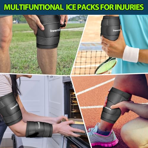 Ice Packs for Injuries Reusable Knee Gel Ice Pack Wrap for Swelling Black | Pliable Low-Freeze Gel, Multi-Joint Pain Relief, Hands-Free Secure Strap, Accelerated Recovery Tool, Large - color: 1pc Knee Ice Wrap-black