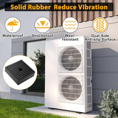 Solid Shock Rubber Pads,Heavy Duty Square Rubber Block for Air Compressor, Anti Vibration Isolation Mats for Air Conditioner Washer Dryer Treadmill Shock Absorbing - 3 Pack 4"x4"x1.2"