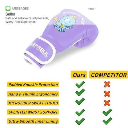 Boxing Gloves for Kids & Toddler & Youth - color: New Violet, size: 6oz