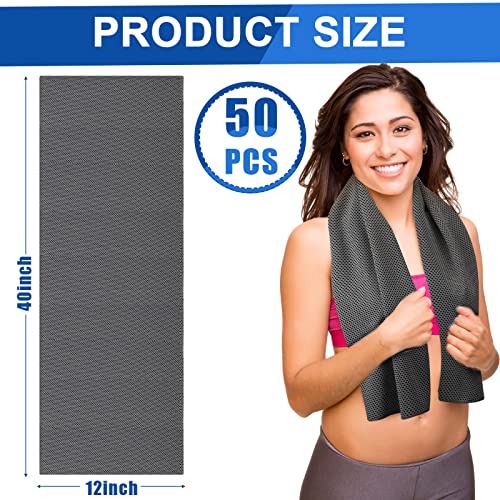 Shellwei 50 Pcs 40 x 12 Cooling Towel Bulk for Neck and Face - color: Dark Gray