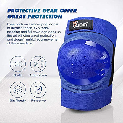 JBM Adult & Kid Knee Pads Elbow Pads and Wrist Guards for Roller Inline Skating Scootering Skateboarding - color: Blue, size: Medium (3-11 years)