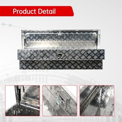 48"X8"X12.5" Inch Silver Aluminum Side Mount Truck Tool Box Pickup RV Trailer Truck Bed Toolbox Storage Organizer W/Side Handle, Lock & Keys