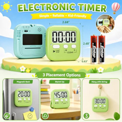 Antonki 2 Pack Digital Timer for Kids Classroom Kitchen Timers for Cooking - color: 2 * Amazing Macaron ( 98%+choice for Kids )