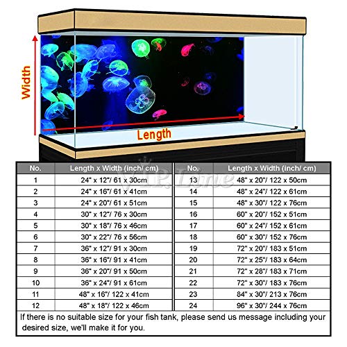 Jellyfish Aquarium Background Poster PVC Fish Tank Decorations Landscape (72" x 28"/ 183 x 71cm) - size: 72" x 28"/ 183 x 71cm