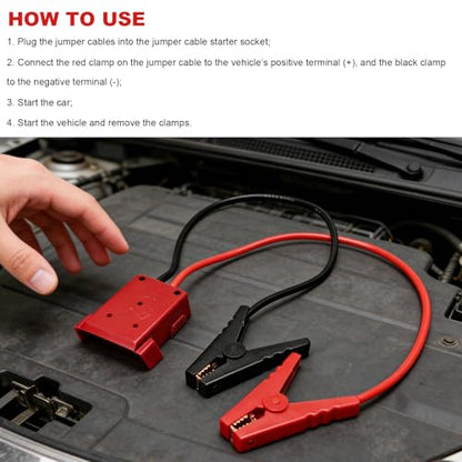 Jumper Cables with Adapter, 2 Ft 8AWG Automotive Battery Booster Cable with 2 Alligator Clips, Portable Emergency Booster Jumper Starter Clamps Universal for Cars Trucks SUVs