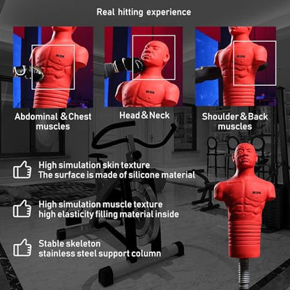 Punching Dummy Freestanding Silicone Punching Bag with Telescopic Height - color: Red