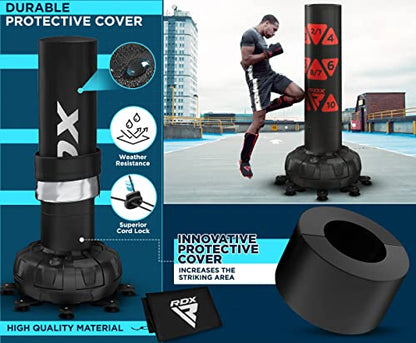 RDX XXL 330LBS Target Freestanding Punching Bag with Cover & Gloves – 72” Adult Heavy Pedestal Punch Bag Set - 17 Suction Cup 8 Extended Legs Stand Base - Kick Boxing MMA Muay Thai Home Gym Fitness - color: BLUE, size: 5.5FT