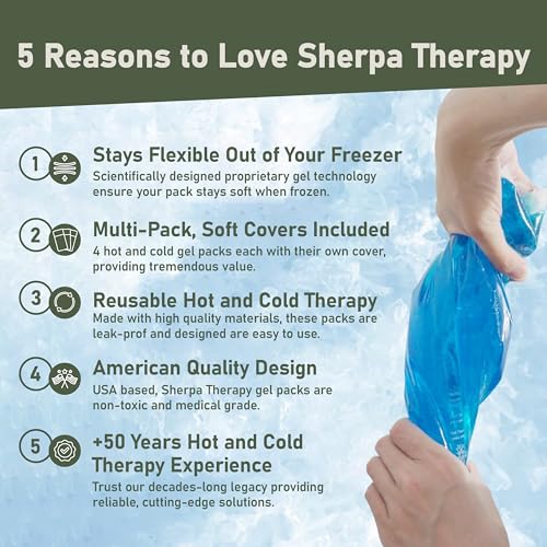 Flexible Hot and Cold Gel Pack, 9.5" x 4.5", 4 Pack | Reusable soft gel ice pack for injuries, recovery, leak-proof, medical grade for back, knee, neck, wrist, hand, elbow & ankle - style: HotandCold