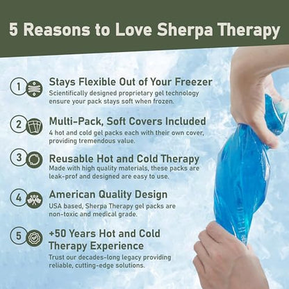Flexible Hot and Cold Gel Pack, 9.5" x 4.5", 4 Pack | Reusable soft gel ice pack for injuries, recovery, leak-proof, medical grade for back, knee, neck, wrist, hand, elbow & ankle - style: HotandCold