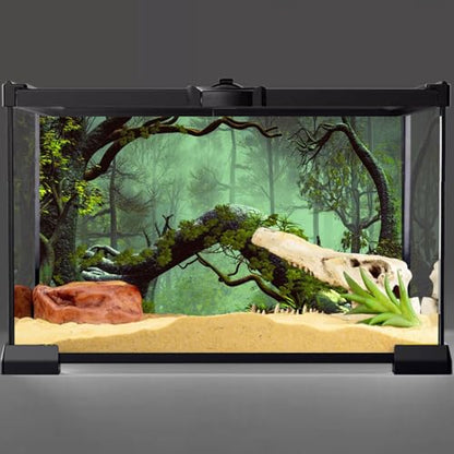 AWERT 36x18 inches Foggy Forest Terrarium Background Stone Green Tree Tropical Reptile Habitat Background Rainforest Aquarium Background Durable Polyester Background - size: 36x18in/90x45cm