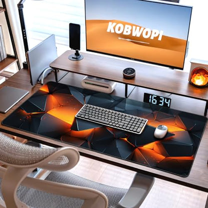 35.4 x 15.7 in, XXL Large Mouse Pad for Desk, Extended Keyboard Mouse Mat for Computer Office, Big Mouse pad with Stitched Edges, Gaming Pc-Abstract Lines on a Black - color: Abstract Space Tearing