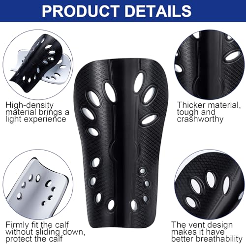 ANCIRS 2 Pair Soccer Shin Guards for Youth, Breathable Shin Guard Sleeves for Football Games, Protective EVA Cushion for Youth Men & Women - color: Black & White