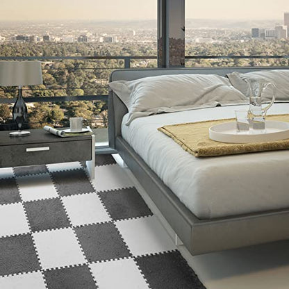 Amylove 36 Pc Foam Interlocking Carpet Tiles,White, Gray - color: White, Gray