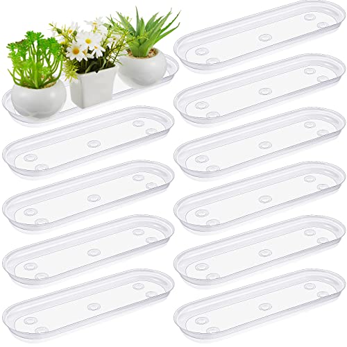 10 Pcs 14 x 4.6 Inch Plant Tray Plastic Plant Saucer Window Sill Tray Rectangular Drip Trays Plastic Oval for Indoors Flower Pots for Window Sills and Shelf - size: 14 x 4.6 Inch