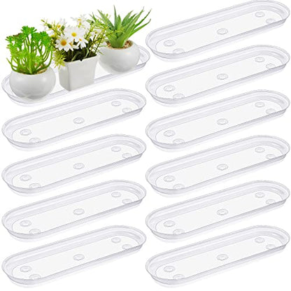 10 Pcs 14 x 4.6 Inch Plant Tray Plastic Plant Saucer Window Sill Tray Rectangular Drip Trays Plastic Oval for Indoors Flower Pots for Window Sills and Shelf - size: 14 x 4.6 Inch