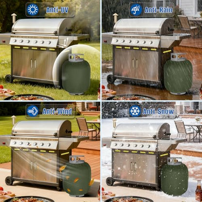 Propane Tank Cover 20lb,Outdoor Heavy Duty 600D Waterproof Oxford Fabric Propane Gas Tank Cover with Adjustable Drawstrings - color: Army Green